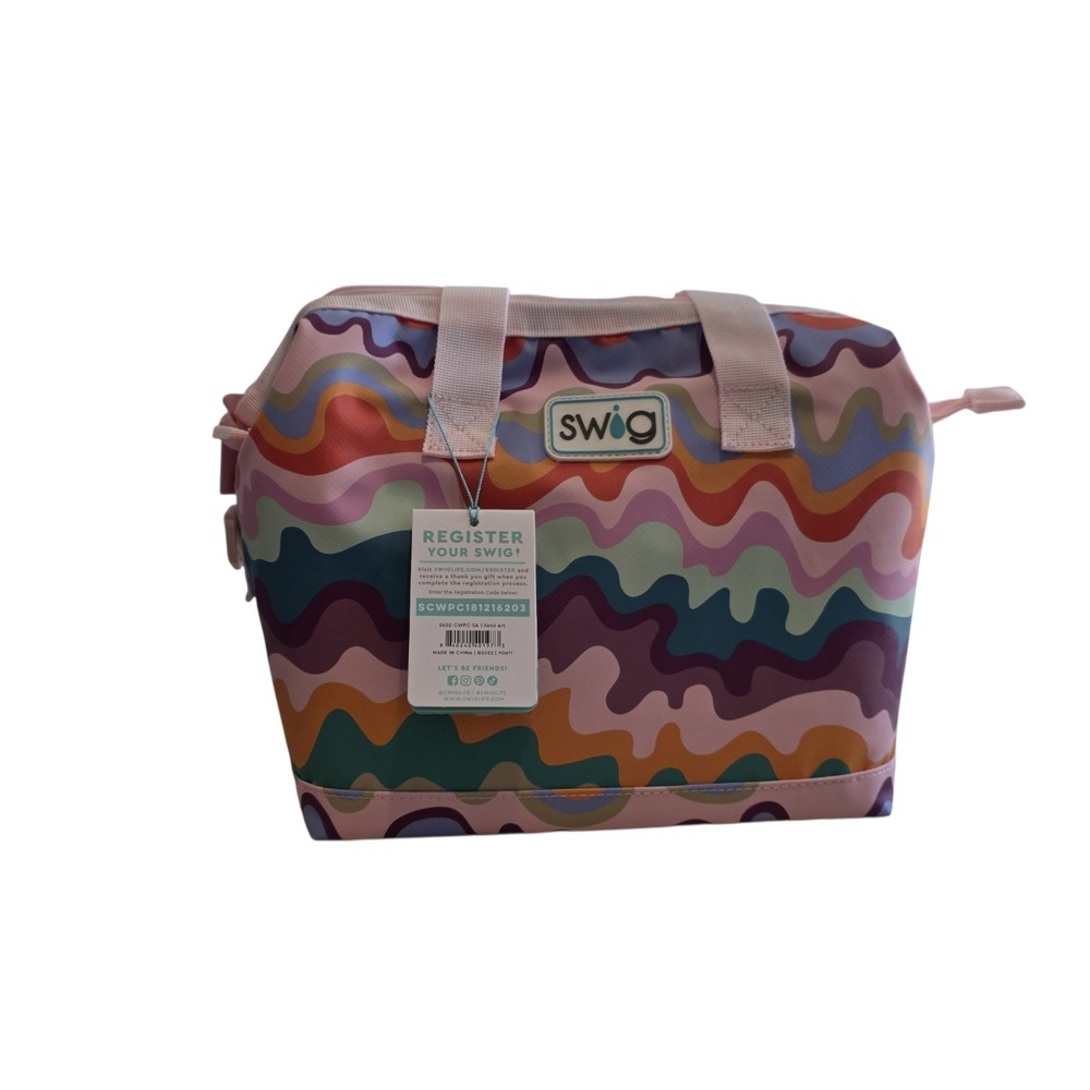NEW Swig Packi Backpack Sand Art Cooler Bag Insulated Colorful Print Pink